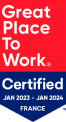 Le logo de Great Place to Work, certification obtenue par Fatec, entreprise de gestion de flottes de véhicules.